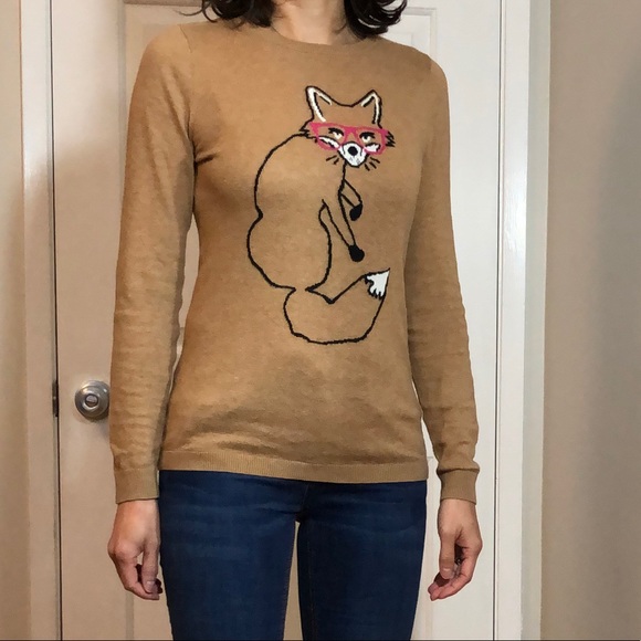 Old Navy Sweaters - NWT Old Navy Fox Wearing Glasses Cotton Sweater XS